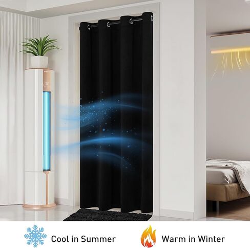 PONY DANCE ستائر خزانة مخملية سوداء لباب غرفة النوم بطول 80 بوصة، ستارة باب مؤقتة للتعتيم لخصوصية المدخل، غطاء ستائر مقسم للغرفة، أبواب الأكورديون الداخلية، لوحة واحدة، 42 عرضًا in Kuwait