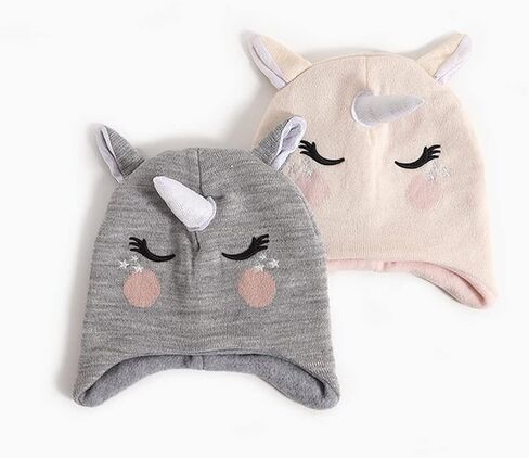 Kids Boys Girls Toddler Unicorn Knit Beanie Winter Earflap Hat Warm Fleece Lined Hat for Baby Toddler in Saudi Arabia