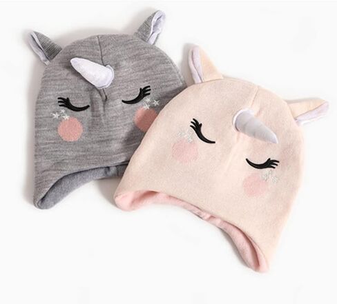 Kids Boys Girls Toddler Unicorn Knit Beanie Winter Earflap Hat Warm Fleece Lined Hat for Baby Toddler in Saudi Arabia