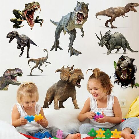 ملصق لاصق للنافذة على شكل ديناصور من Keaziu، ملصقات نافذة لحديقة الحيوان للحيوانات Tyrannosaurus Rex لتعليم اهتمامات رياض الأطفال للمنزل والمدرسة ومستلزمات الحفلات ومتجر زجاج النافذة لتزيين العرض in Kuwait