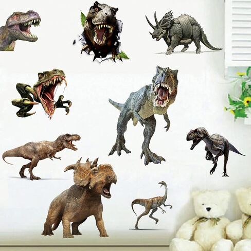 ملصق لاصق للنافذة على شكل ديناصور من Keaziu، ملصقات نافذة لحديقة الحيوان للحيوانات Tyrannosaurus Rex لتعليم اهتمامات رياض الأطفال للمنزل والمدرسة ومستلزمات الحفلات ومتجر زجاج النافذة لتزيين العرض in Kuwait