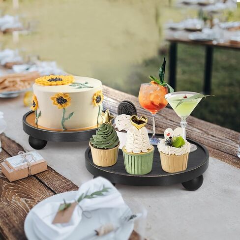 مجموعة حوامل خشبية من قطعتين لتزيين طاولة المطبخ، رافع خشبي دائري لعرض الركائز الخشبية في المزرعة، حامل عرض ريفي للديكور، حامل عرض للصواني ذات الطبقات وديكور المنزل in Kuwait