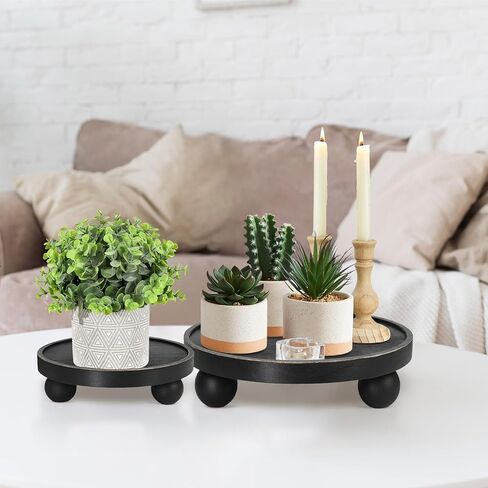 مجموعة حوامل خشبية من قطعتين لتزيين طاولة المطبخ، رافع خشبي دائري لعرض الركائز الخشبية في المزرعة، حامل عرض ريفي للديكور، حامل عرض للصواني ذات الطبقات وديكور المنزل in Kuwait