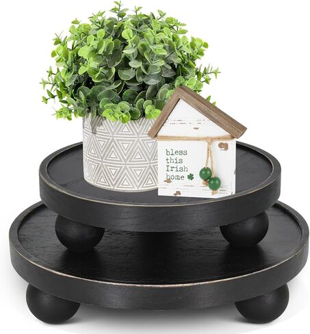 مجموعة حوامل خشبية من قطعتين لتزيين طاولة المطبخ، رافع خشبي دائري لعرض الركائز الخشبية في المزرعة، حامل عرض ريفي للديكور، حامل عرض للصواني ذات الطبقات وديكور المنزل in Kuwait