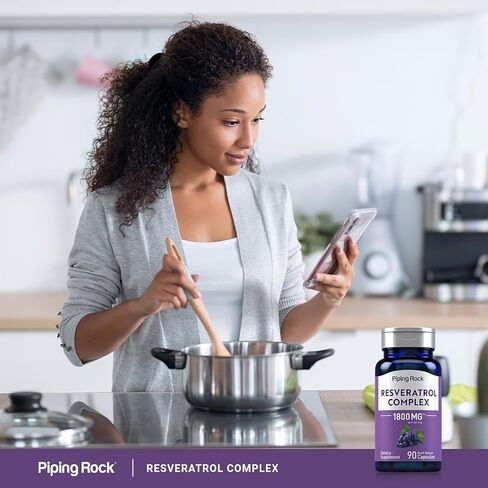 Piping Rock Resveratrol Complex 1800 mg | 90 Capsules | Ultra Potent | Non-GMO, Gluten Free Supplement in Saudi Arabia
