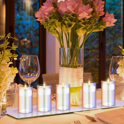Tanlade 12 Pcs Glass Cylinder Vase 6 Inch Tall Iridescent Clear Vases Hurricane Candle Holders Flower Glass Vases for Wedding Centerpieces Home Office Decor Birthday Gift in Kuwait