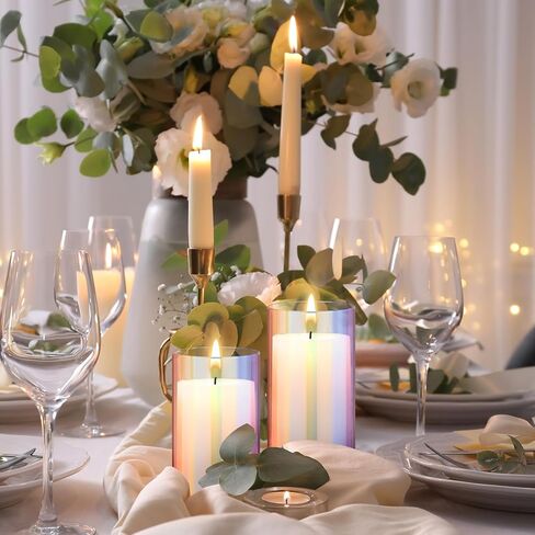 Tanlade 12 Pcs Glass Cylinder Vase 6 Inch Tall Iridescent Clear Vases Hurricane Candle Holders Flower Glass Vases for Wedding Centerpieces Home Office Decor Birthday Gift in Kuwait