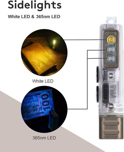 RovyVon Angel Eyes E1 Keychain Flashlight - حجم صغير، قوي 700 لومن، USB-C قابل لإعادة الشحن، بطارية احتياطية AAA، مقاومة للماء IPX6، مصباح يدوي EDC، خفيف الوزن ومتين، مقاوم للخدش in Kuwait