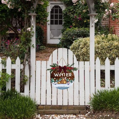 Aowotu Hello Winter Decoration Sign Family Farmhouse Welcome Winter Door Decoration Sign Hello Winter Snowman Christmas Door Hanging Sign Winter Front Door Wall Porch Christmas Decorations 12"X12" in Saudi Arabia