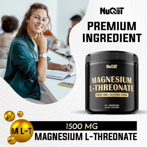 المغنيسيوم ل-ثريونات 1500 مجم مع 10% مكمل من مركب المغنيسيوم العنصري النقي - 90 كبسولة - فوائد رائعة لدعم المزاج المريح، وصحة الدماغ، والتركيز in Kuwait