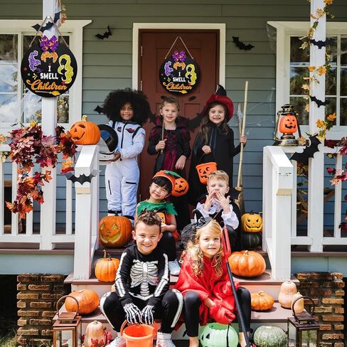 Thanksgiving Decorations Indoor Thanksgiving Wreath Door Sign Welcome Sign for Front Door Front Porch Decor Reversible I Smell Children Hanging Sign Hocus Pocus Decor Halloween Wreaths for Front Door in Kuwait