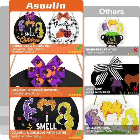 Thanksgiving Decorations Indoor Thanksgiving Wreath Door Sign Welcome Sign for Front Door Front Porch Decor Reversible I Smell Children Hanging Sign Hocus Pocus Decor Halloween Wreaths for Front Door in Kuwait