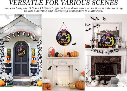 Thanksgiving Decorations Indoor Thanksgiving Wreath Door Sign Welcome Sign for Front Door Front Porch Decor Reversible I Smell Children Hanging Sign Hocus Pocus Decor Halloween Wreaths for Front Door in Kuwait
