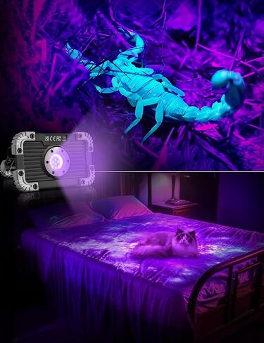 فولايتور مصباح LED اسود بالاشعة فوق البنفسجية قابل لاعادة الشحن 【عبوتان】ضوء اسود للحيوانات الاليفة 395 نانومتر، كاشف بول الكلاب والقطط، ضوء كاشف بالاشعة فوق البنفسجية للعثور على البقع الجافة على in Kuwait