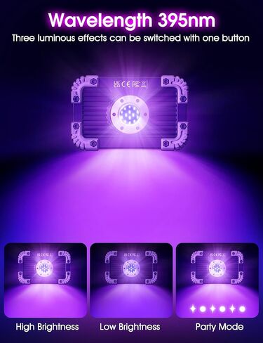 فولايتور مصباح LED اسود بالاشعة فوق البنفسجية قابل لاعادة الشحن 【عبوتان】ضوء اسود للحيوانات الاليفة 395 نانومتر، كاشف بول الكلاب والقطط، ضوء كاشف بالاشعة فوق البنفسجية للعثور على البقع الجافة على in Kuwait