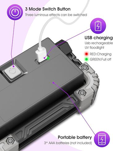 فولايتور مصباح LED اسود بالاشعة فوق البنفسجية قابل لاعادة الشحن 【عبوتان】ضوء اسود للحيوانات الاليفة 395 نانومتر، كاشف بول الكلاب والقطط، ضوء كاشف بالاشعة فوق البنفسجية للعثور على البقع الجافة على in Kuwait