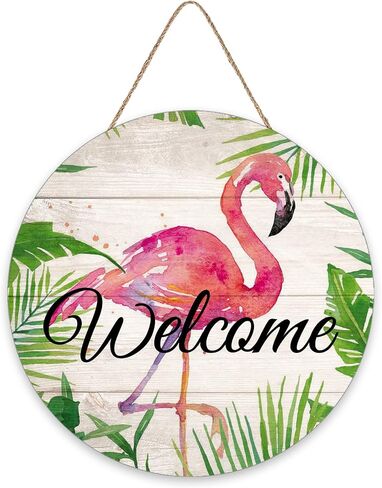 Palm Leaves with Flamingo, Welcome Sign Summer Plaque Porch Decor,Tropical Summer Sign, Welcome Door Sign in Saudi Arabia