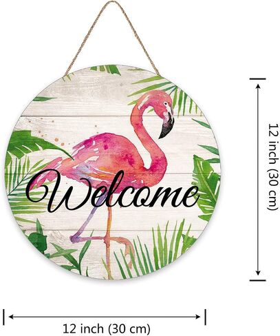 Palm Leaves with Flamingo, Welcome Sign Summer Plaque Porch Decor,Tropical Summer Sign, Welcome Door Sign in Saudi Arabia