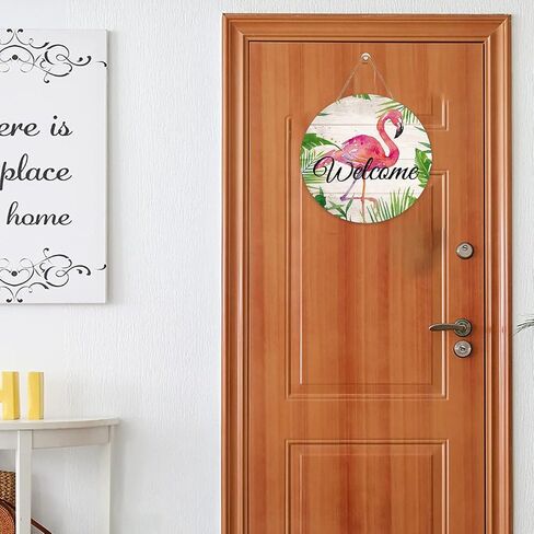 Palm Leaves with Flamingo, Welcome Sign Summer Plaque Porch Decor,Tropical Summer Sign, Welcome Door Sign in Saudi Arabia