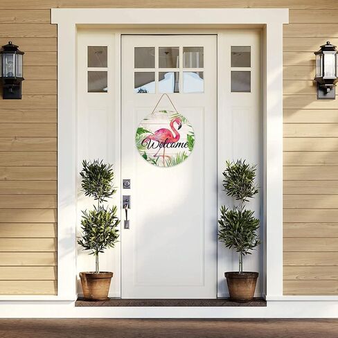 Palm Leaves with Flamingo, Welcome Sign Summer Plaque Porch Decor,Tropical Summer Sign, Welcome Door Sign in Saudi Arabia
