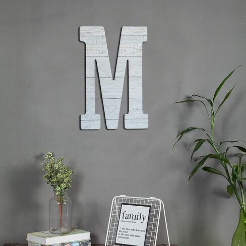 COLLECTIVE HOME - 12" Wood Letters for Wall Decor, Rustic Wall Sign, Decorative Hanging Alphabet Signs, House Number, Decorations for Wedding Birthday Housewarming Party, Washed White. (0) in Saudi Arabia