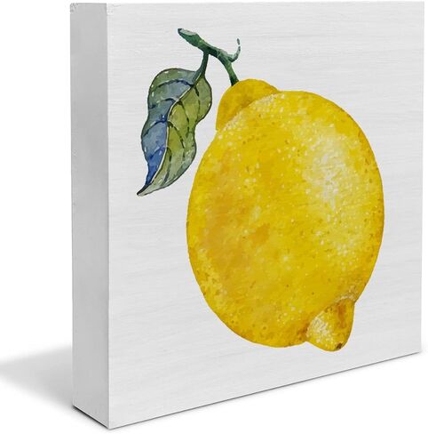 الرجعية الليمون صندوق خشبي علامة الليمون صندوق خشبي تسجيل الصيف الفن كتل مكتب ديكور علامات ريفي لرف الطاولة جدار ديكور المنزل 5 × 5 بوصة in Kuwait