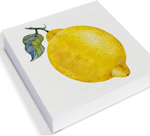 الرجعية الليمون صندوق خشبي علامة الليمون صندوق خشبي تسجيل الصيف الفن كتل مكتب ديكور علامات ريفي لرف الطاولة جدار ديكور المنزل 5 × 5 بوصة in Kuwait