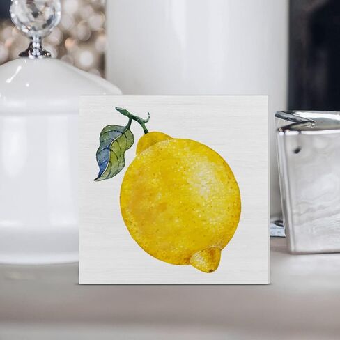 الرجعية الليمون صندوق خشبي علامة الليمون صندوق خشبي تسجيل الصيف الفن كتل مكتب ديكور علامات ريفي لرف الطاولة جدار ديكور المنزل 5 × 5 بوصة in Kuwait