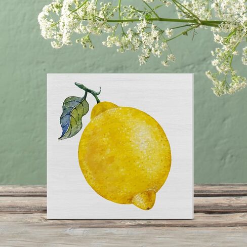 الرجعية الليمون صندوق خشبي علامة الليمون صندوق خشبي تسجيل الصيف الفن كتل مكتب ديكور علامات ريفي لرف الطاولة جدار ديكور المنزل 5 × 5 بوصة in Kuwait