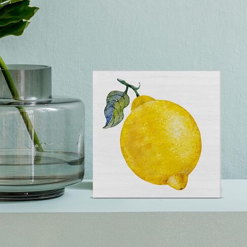 الرجعية الليمون صندوق خشبي علامة الليمون صندوق خشبي تسجيل الصيف الفن كتل مكتب ديكور علامات ريفي لرف الطاولة جدار ديكور المنزل 5 × 5 بوصة in Kuwait