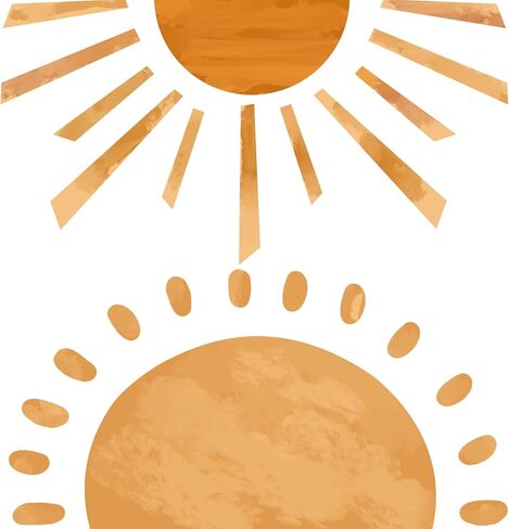 قطعتان من ملصقات الحائط الكبيرة بوهو نصف شمس قابلة للتقشير واللصق، ملصقات حائط من الفينيل كبيرة الحجم بألوان مائية بوهو صن شاين، قابلة للإزالة لديكور جدار شروق الشمس للأطفال وغرفة اللعب وغرفة الأطفال in Kuwait