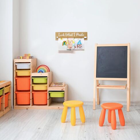 تصميمات أنيقة HG2038-GLM ديكوريكس مزرعة معلقة على الحائط 4 صور خشبية لعرض الصور مع مشابك وانظر إلى ما صنعته باللون الأسود للأعمال الفنية والرسومات والديكور وغرفة الأطفال والحضانة وغرفة اللعب والغسيل الرمادي in Kuwait