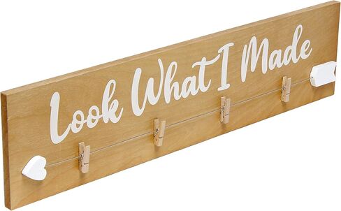 تصميمات أنيقة HG2038-GLM ديكوريكس مزرعة معلقة على الحائط 4 صور خشبية لعرض الصور مع مشابك وانظر إلى ما صنعته باللون الأسود للأعمال الفنية والرسومات والديكور وغرفة الأطفال والحضانة وغرفة اللعب والغسيل الرمادي in Kuwait