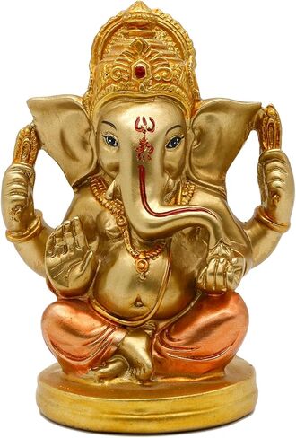Indian God Lord Ganesha Statue - 5" H Hindu God Ganesh Idol for Diwali Gifts Meditation Yoga Room Altar Decoration Home Temple Mandir Pooja Item in Saudi Arabia