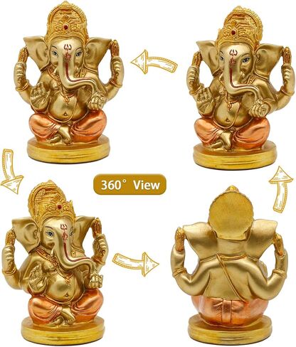 Indian God Lord Ganesha Statue - 5" H Hindu God Ganesh Idol for Diwali Gifts Meditation Yoga Room Altar Decoration Home Temple Mandir Pooja Item in Saudi Arabia