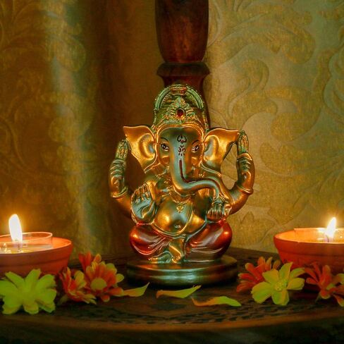 Indian God Lord Ganesha Statue - 5" H Hindu God Ganesh Idol for Diwali Gifts Meditation Yoga Room Altar Decoration Home Temple Mandir Pooja Item in Saudi Arabia