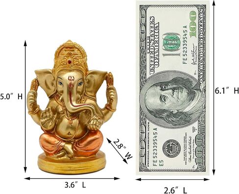 Indian God Lord Ganesha Statue - 5" H Hindu God Ganesh Idol for Diwali Gifts Meditation Yoga Room Altar Decoration Home Temple Mandir Pooja Item in Saudi Arabia