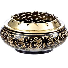 الترناتف ايماجينيشن موقد شاشة نحاسي صلب جميل مع نحت فني وقاعدة اكواب خشبية. اسود in Kuwait