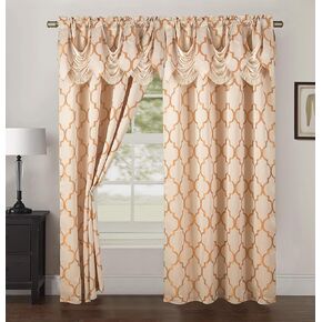 ستائر أنيقة من قماش الجاكار ذو مظهر أنيق مريح مع ستارة قصيرة مثبتة بطوية، مع جيب قضيب للمطبخ، غرفة النوم وغرفة المعيشة (137.16 سم × 213.36 سم، مجموعة من 2)، بيج in Kuwait