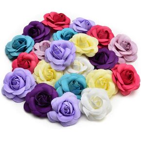 رؤوس زهور وهمية من YIWUDIANMZ بالجملة بالجملة للحرف اليدوية من الحرير الاصطناعي وزهور الشاي الوردي لتزيين الزفاف DIY صندوق هدايا إكليل القصاصات وحرف يدوية وزهور وهمية 20 قطعة 5 سم (ملونة) in Kuwait