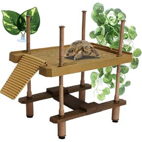 AFGSsm Small Turtle basking Platform, Turtle Platform, Turtle Tank Accessories, Floating Dock Turtle with Green Dill and Sucker(Size:M)
