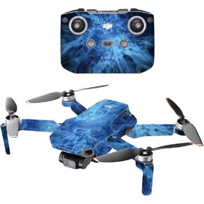MIGHTY SKINS Compatible with DJI Mini 2 Portable Drone - Blue Flames | Protective, Durable, and Unique Vinyl Decal wrap Cover | Easy to Apply, Remove, and Change Styles | Made in The USA in Saudi Arabia