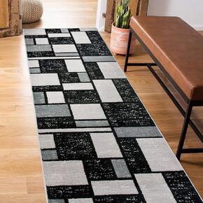 Rugshop Contemporary Modern Boxes Design Round Rug 6' 6" Diameter Gray in Saudi Arabia