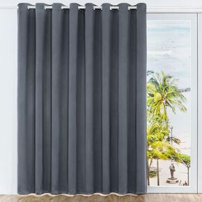 LA PALMA Extra Wide Sliding Door Curtains – Blackout Patio Sliding Glass Door Drapes Thermal Insulated for Living Room Dividers for Bedroom Noise Reducing Privacy Grommet Top 1 Panel in Kuwait