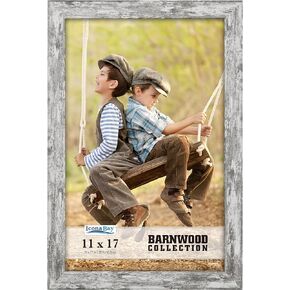 Icona Bay 11x17 Pony Gray Picture Frame Fits 11x15 Photos, Country Rustic Style 11 x 17 Small Poster Frame, Wall Mount Only, Barnwood Collection