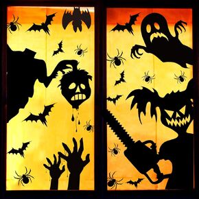 ملصقات نوافذ الهالوين كبيرة لملصقات نوافذ الهالوين ملصقات النوافذ العملاقة المخيفة ديكورات نوافذ زجاجية سوداء لحفلات الهالوين in Kuwait
