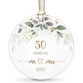 50th Anniversary Wedding Ornament 2023 Christmas Hanging for Couple,50 Years as Mr and Mrs,Wedding Gift for Parent, 50th Weddings Anniversary Decorations - Mr and Mrs Gifts
