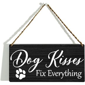Dog Kisses Fix Everything Sign, Dog Decor, Gift For Dog Mom, Dog Stuff, Dog Room Decor, Dog Lovers Gifts, Pet Lovers Gifts, Dog Wall Decor, Dog Signs for Home Decor, 12x6 Inch Wood Wall Hanging Decor in Kuwait
