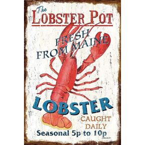 جديد خمر ريترو معدن القصدير تسجيل وعاء جراد البحر الطازجة من ماين جراد البحر المنزل المرآب بار نادي فندق جدار ديكور علامات 12X8 بوصة in Kuwait