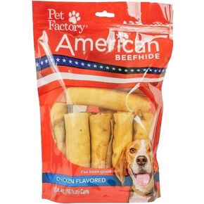 Pet Factory American Beefhide 8-9" Rolls Dog Chew Treats - Natural Flavor, 8 Count/1 Pack